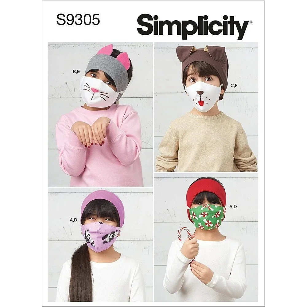 Simplicity‎ Sewing Pattern 9305 Headbands Hat Face Coverings Child S-L UNCUT